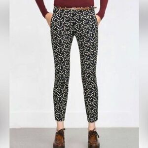 Zara Floral Print Black White Ankle Pants